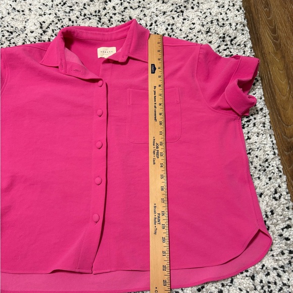 SEZANE Laurine Button Down Collared Boxy Shirt Sz S Small Hot Pink Loose Bright - Picture 9 of 11